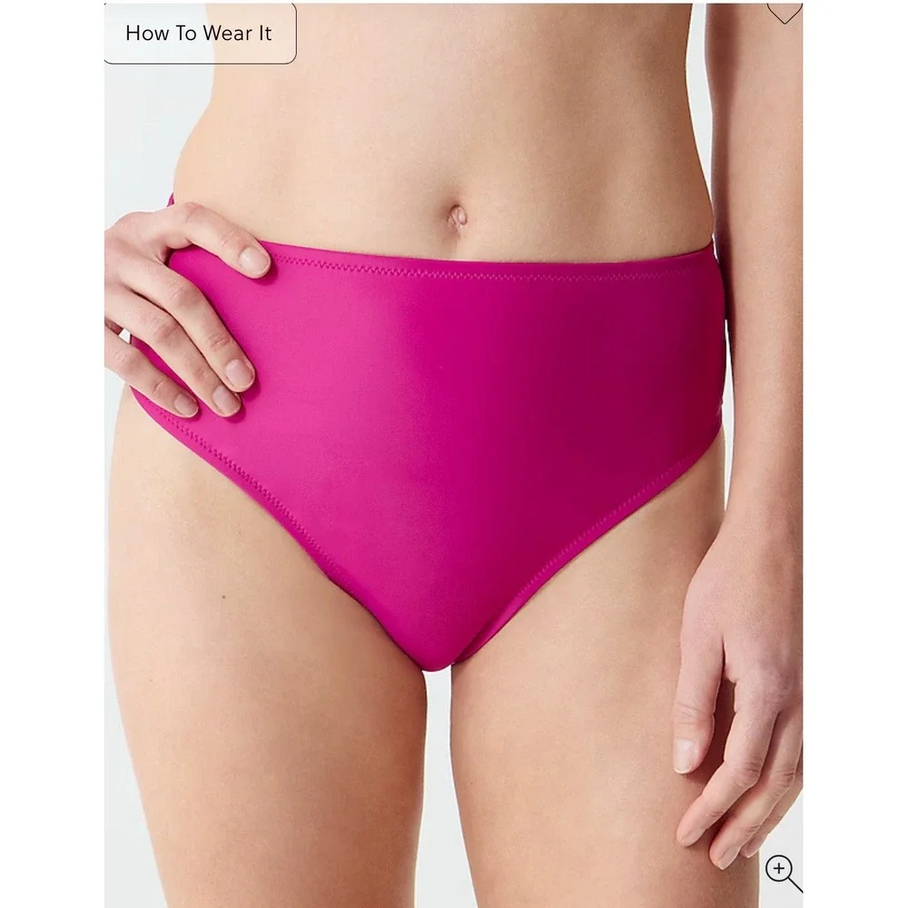 J.‎ Crew NWT Women's High-Rise Full Coverage Bikini Bottom Pink Size M Hallie
